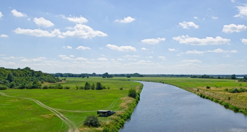 Beautiful panoramic landscape with the river