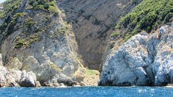 blue Mediterranean sea and rocks in Skiathos