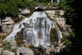 Beautiful landscape with the waterfall outdoors