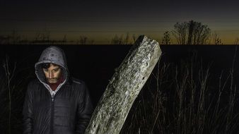 man in night Field portrait