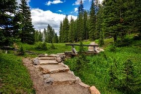 trail with steps in the national park in Colorado