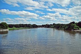 cloudy sky over a river in leipzig