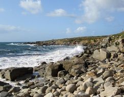 stones on the atlantic ocean in france