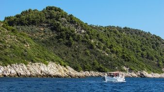 touristic boat in Mediterranean sea, greece, skiathos