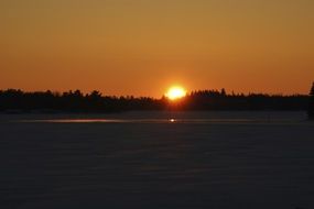 orange sunset in winter day