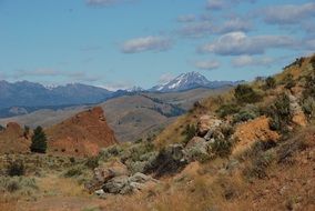 panoramic view of mountains in desert of washington