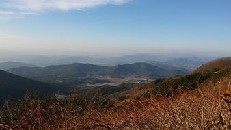 panorama of mystical foggy mountains
