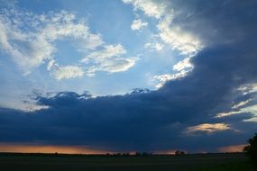 dark clouds during a storm on a blue sky