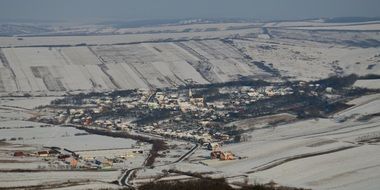 aerial view of the village in romania, transylvania