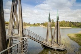 bridge at britz garden in berlin on a sunny day