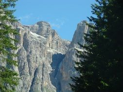 landscape of Dolomites, Mountain at blue sky in South Tyrol