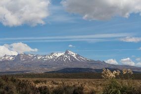 distant view of mountains with snowy peaks
