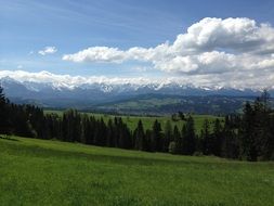 distant view of the high Tatras in white clouds