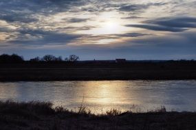 idyllic sunset on the lake