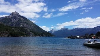 boat on the picturesque mountain lake