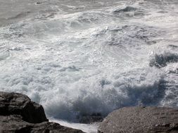 landscape of rough Atlantic Ocean in Brittany
