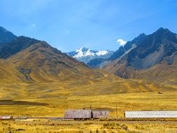 panorama of the road against the backdrop of the mountains in Peru