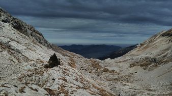 Panoramic view of vercors mountain range under thunderclouds