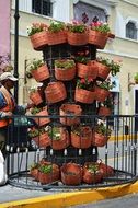 flower pot decoration on a city street