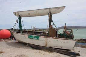 no climbing sign on boat ashore in south africa