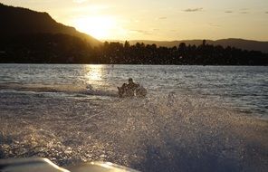 boat in spray water in norway