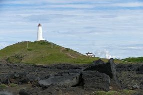 lighthouse on the island of Reykjanesli in Iceland