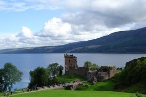 castle near loch ness lake in scotland,