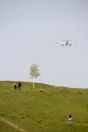 plane over idyllic landscape