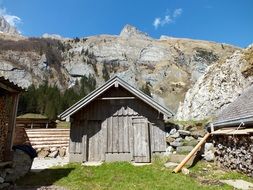 mountain wooden hut in the alps