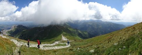 tourists in the picturesque high Tatras