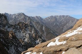 panoramic view of rocks in the snow