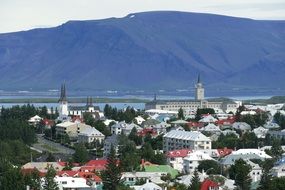 Reykjavik at the foot of the mountains