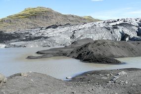 landscape of glacier in water in iceland on a clear day