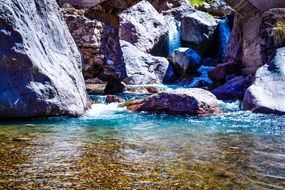 beautiful blue waterfall in the mountains