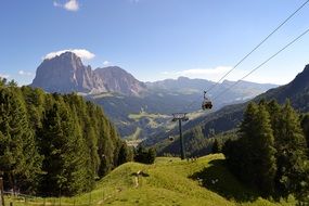 cable car on sassolungo mountain in south tyrol