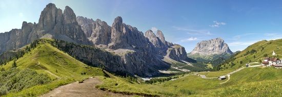 Dolomites in Val Gardena Valley in South Tyrol, Italy