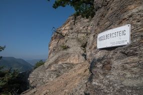 landscape of sign on the rock vogelbergsteig