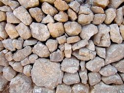 Wall made of natural stone in different sizes