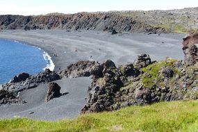 coast of volcanic rock in iceland