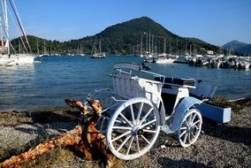 white bicycle parked on the promenade of Lefkada