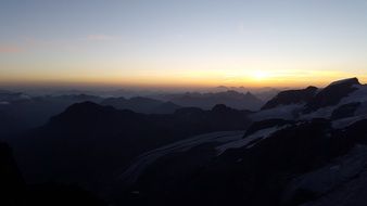 landscape of sunrise in the Swiss alps