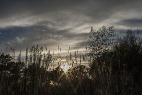 sunset over the picturesque nature landscapes of galicia