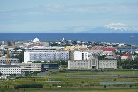 panoramic view of Reykjavik on the shores of the Atlantic Ocean