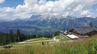 hut in a meadow near Dachstein Mountain