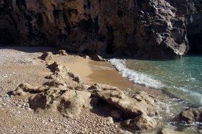 sandy beach on a cliff background