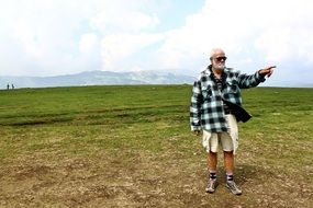 Landscape with the man in nature in Romania