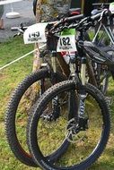 Mountain Bikes with Race numbers
