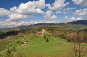 distant view of a resort in pieniny