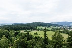 panoramic view of a green plateau in the bavarian forest