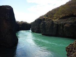 river with blue water among the stones